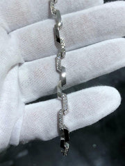 LIV 14k Solid White Gold Natural White Diamonds Zig Zag Design Tennis Bracelet 7" Length