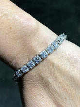 LIV Platinum Sterling Silver White Sapphire Princess Cut Halo Design Tennis Bracelet