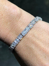 LIV Platinum Sterling Silver White Sapphire Baguette Halo Design Tennis Bracelet 7"