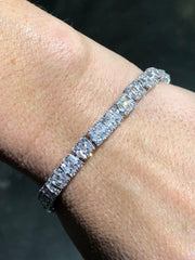 LIV Platinum Sterling Silver White Sapphire Baguette Halo Design Tennis Bracelet 7"