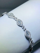 LIV Platinum Sterling Silver White Sapphire Marquise Design Halo Tennis Bracelet 7"L