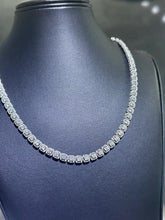LIV Platinum Sterling Silver Cushion Halo Simulated White Sapphire Tennis Necklace