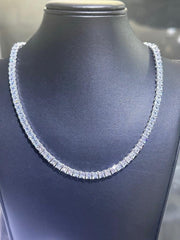 LIV Platinum Sterling Silver Asscher Cut Simulated White Sapphire Tennis Necklace