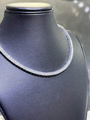 LIV Platinum Sterling Silver Princess Cut Simulated White Sapphire Tennis Necklace