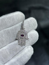 LIV 14k White Gold Natural VS1 Diamonds 1.76ct & Marquise Red Ruby Hamsa Pendant