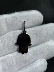 LIV 14k White Gold Natural VS1 Diamonds 1.76ct & Marquise Red Ruby Hamsa Pendant