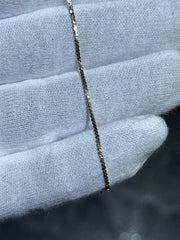 LIV 14k Yellow Gold Diamond Cut Cobra Link Vintage Thin Tennis Link Chain Bracelet