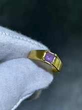 LIV 18k Yellow Gold & Purple Amethyst Princess Cut Vintage Design Signet Ring Size 7