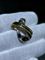 LIV 14k Yellow & White Gold Diamond Slider Charm Pendant Criss Cross Design Gift