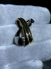LIV 14k Yellow & White Gold Diamond Slider Charm Pendant Criss Cross Design Gift