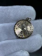 LIV 14k Yellow Gold LEO Zodiac Sign Vintage Round Halo Laser Cut Charm Pendant Gift