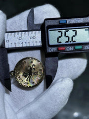 LIV 14k Yellow Gold LEO Zodiac Sign Vintage Round Halo Laser Cut Charm Pendant Gift