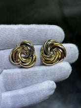 LIV 14k Tri Color Gold Love Knot Design Halo Vintage Stud Post Earrings 6.6 Grams