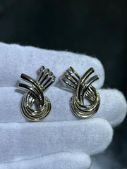 LIV 14k Yellow & White Gold Cable Twist Design Unique Vintage Screw Back Earrings