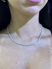 LIV 14k White Gold Natural White VS Diamonds 11.02ct Classic Tennis Necklace 17" L