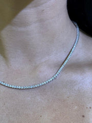 LIV 14k White Gold Natural White VS Diamonds 11.02ct Classic Tennis Necklace 17" L