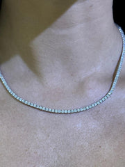 LIV 14k White Gold Natural White VS Diamonds 11.02ct Classic Tennis Necklace 17" L