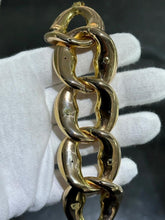 LIV 14k Yellow Gold Large Puffy Link Design Wide Cuff Design Toggle Bracelet