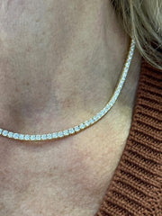 LIV 14k Yellow Gold Natural VS1 Diamonds 13.26ct Round Cut Tennis Necklace 16" L