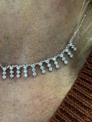 LIV 14k White Gold Natural VS1 Diamonds 2.55ct Round Cut Chandelier Necklace 16" L