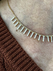 LIV 14k Yellow Gold Natural VS1 Diamonds 1.44ct Round Cut Chandelier Necklace 16" L