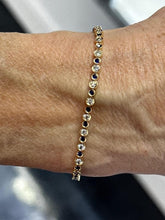 LIV 14k Yellow Gold Natural VS1 Diamonds & Blue Sapphire Halo Tennis Bracelet 7" L