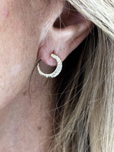 LIV 14k Yellow Gold Natural VS1 Diamonds Unique Moon Crescent Design Stud Earrings