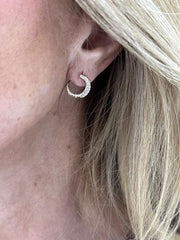 LIV 14k Yellow Gold Natural VS1 Diamonds Unique Moon Crescent Design Stud Earrings