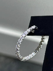 LIV 14k White Gold & Natural Diamonds Inside Out Hoop Design Earrings