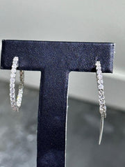 LIV 14k White Gold & Natural Diamonds Inside Out Hoop Design Earrings