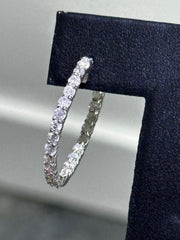 LIV 14k White Gold & Natural Diamonds Inside Out Hoop Design Earrings