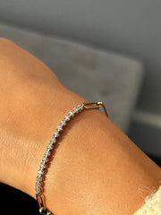 LIV 14k Yellow Gold Natural White Diamonds Paper Link Tennis Bracelet Unique Gift 7"