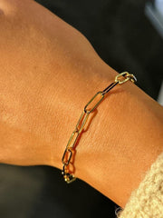 LIV 14k Solid Yellow Gold Paper Link Design Lobster Claw Link Bracelet 7" Length