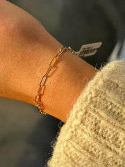 LIV 14k Yellow Gold Paper Link Design Lobster Claw Link Bracelet 7" Length Gift