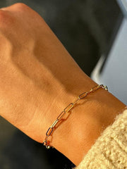 LIV 14k Yellow Gold Paper Link Design Lobster Claw Link Bracelet 7" Length Gift