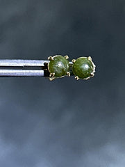 LIV 14k Yellow Gold Natural Green Jade 2ct Round Cut Screw Back Earrings Hand Made