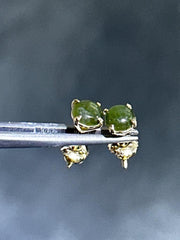 LIV 14k Yellow Gold Natural Green Jade 2ct Round Cut Screw Back Earrings Hand Made