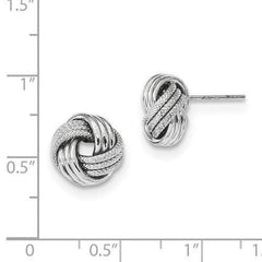 LIV 14k White Gold Love Knot Cable Design Stud Post Earrings Gift