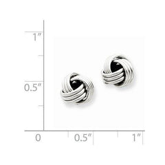LIV 14k Solid White Gold Love Knot Cable Design Style Post Stud Earrings