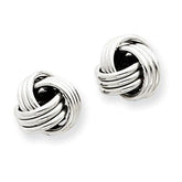 LIV 14k Solid White Gold Love Knot Cable Design Style Post Stud Earrings