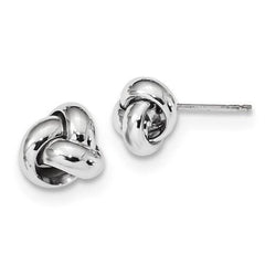 LIV 14k Solid White Gold Love Knot Cable Design Style Stud Post Earrings Gift