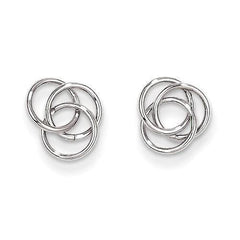 LIV 14k Solid White Gold Love Knot Cable Design Stud Post Back Earrings