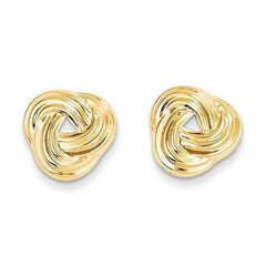 LIV 14k Solid Yellow Gold Love Knot Cable Design Stud Post Back Earrings