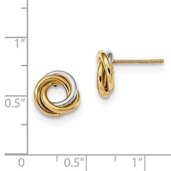 LIV 14k Solid Two Tone Gold Love Knot Design High Polished Stud Earrings