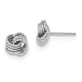 LIV 14k White Gold Love Knot Cable Design Diamond Cut Stud Post Earrings Gift