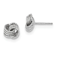 LIV 14k White Gold Love Knot Cable Design Diamond Cut Stud Post Earrings Gift