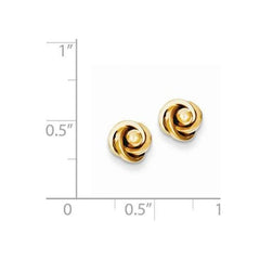LIV 14k Yellow Gold Love Knot Cable Design Hand Made Stud Post Earrings Gift