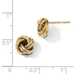 LIV 14k Yellow Gold Love Knot Cable Design Diamond Cut Stud Post Earrings Gift