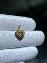 LIV 14k Yellow Gold Vintage Open Heart Hand Made Halo Charm Pendant 1.5 Gr Gift