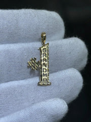 LIV 14k Yellow Gold Vintage #1 Grandma Diamond Cut Halo Charm Pendant 1.0 Grams Gift